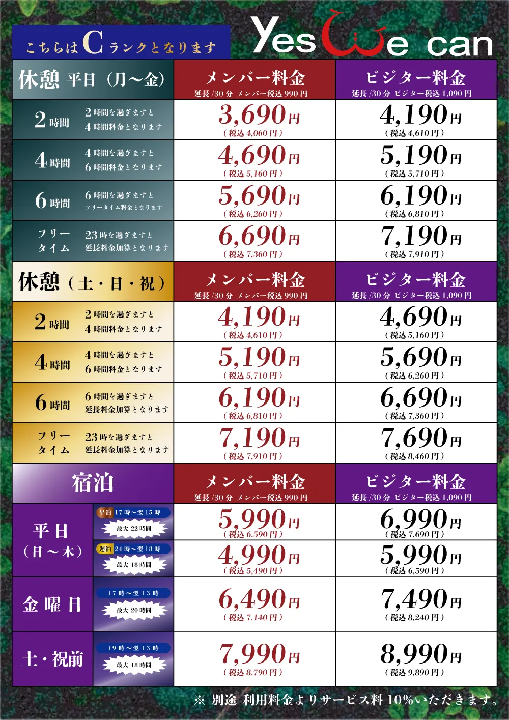 ランクC料金表