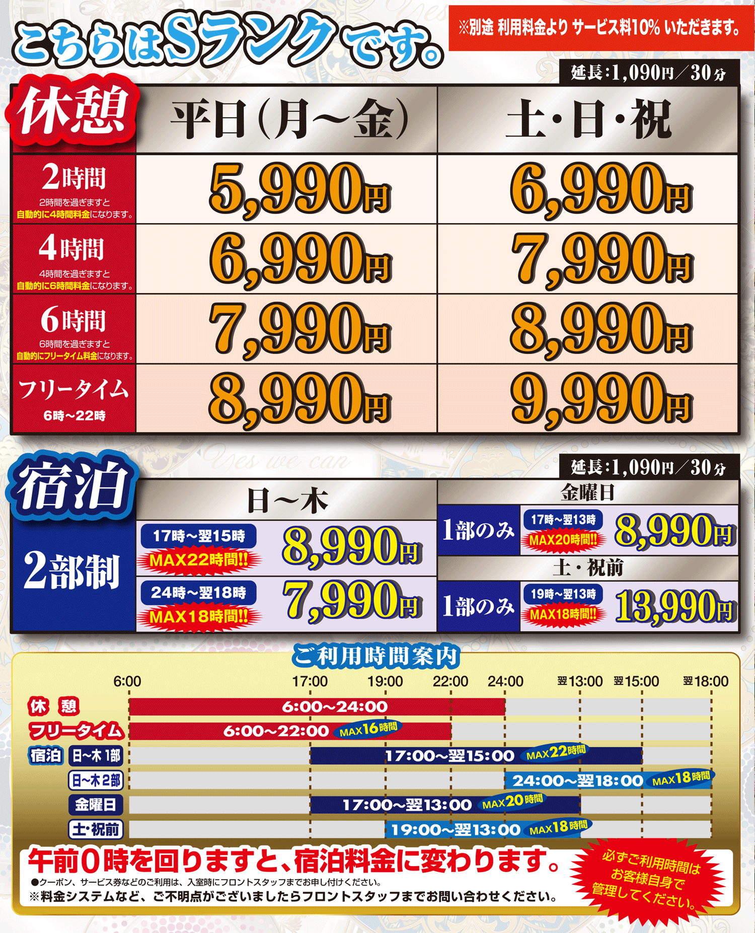 ランクS料金表